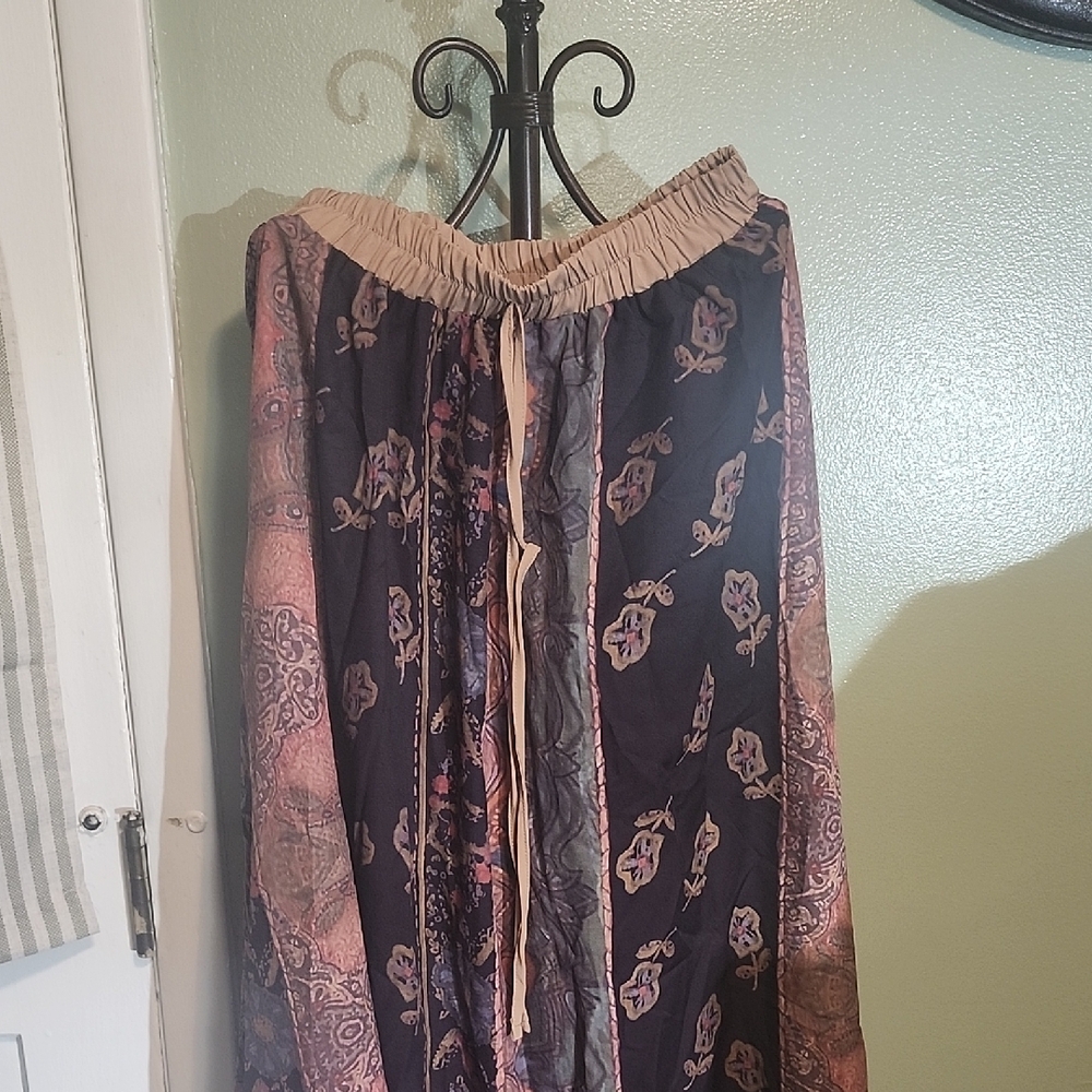 Brown Maxi Skirt with Smocked Tie Front for Casual Wear